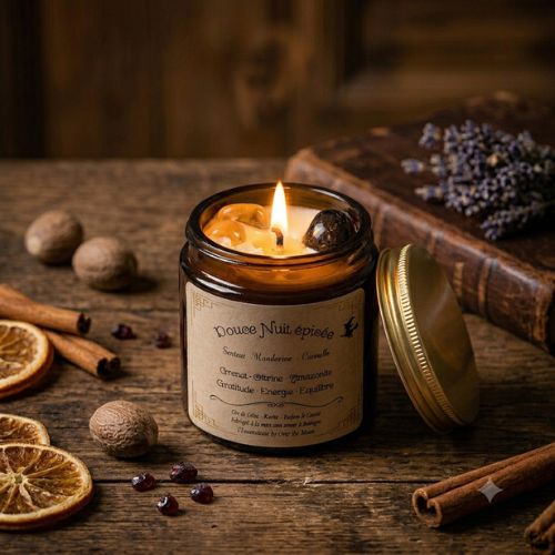 Bougie de lithothérapie Douce Nuit épicée - Mandarine Cannelle