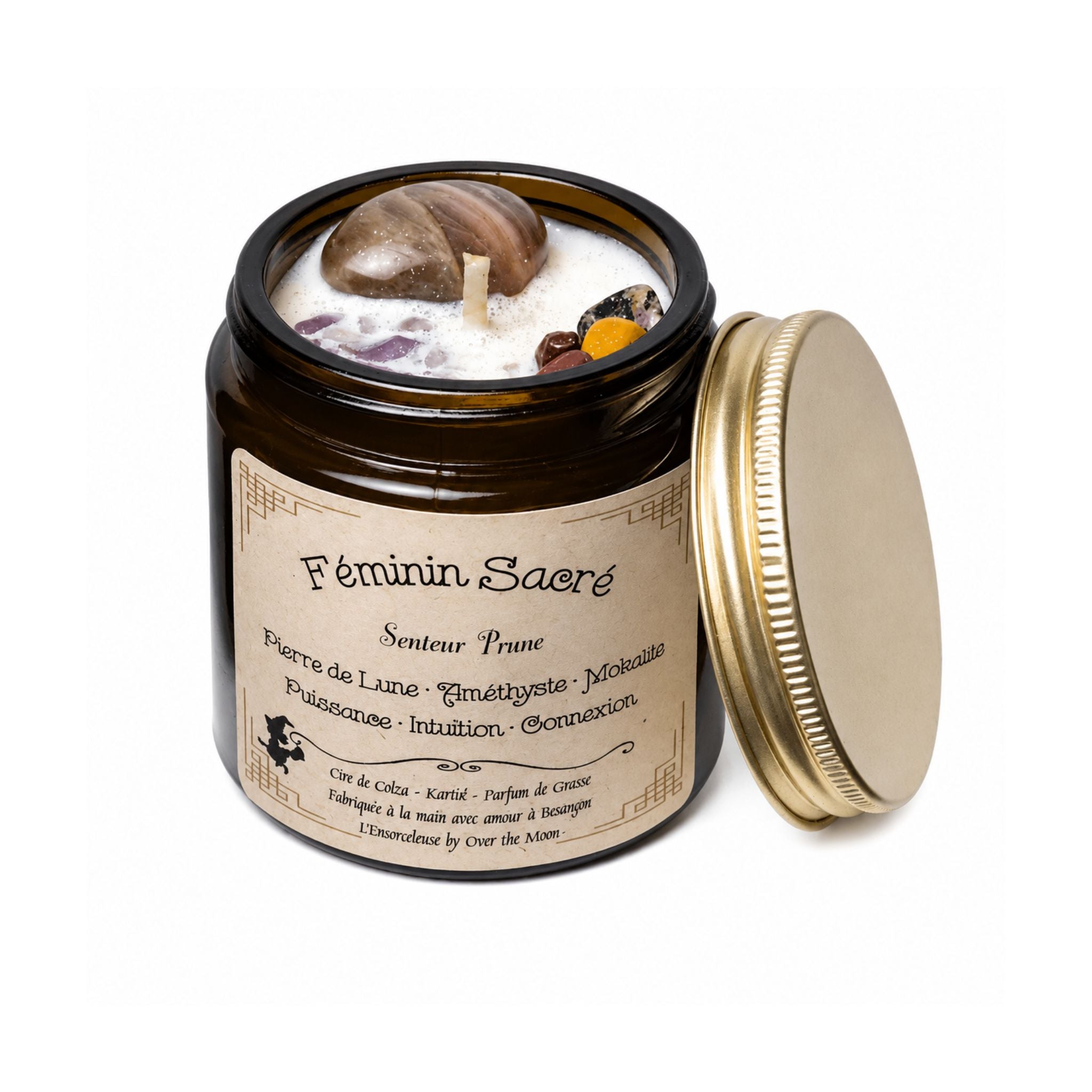 Bougie de lithothérapie Féminin Sacré - Prune