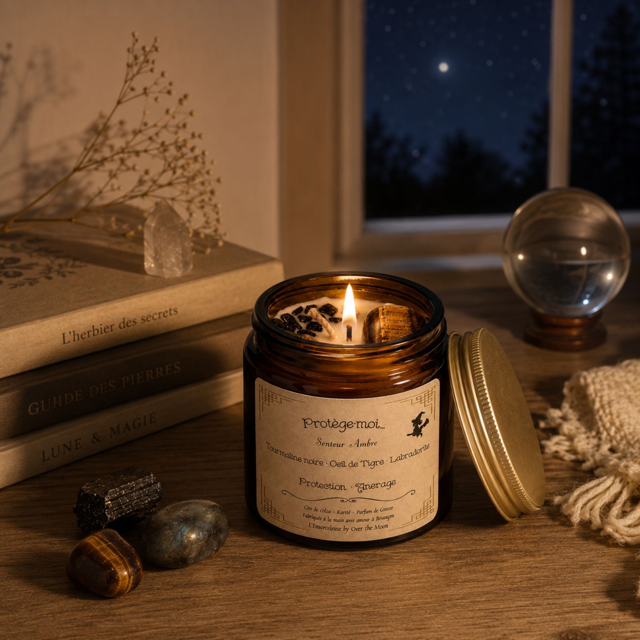 Bougie de lithothérapie Protège-Moi – Ambre