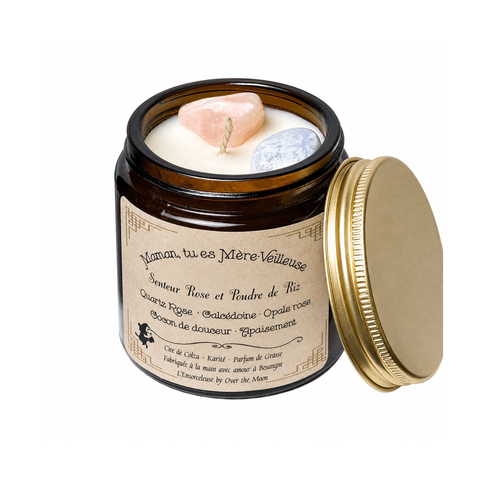 Bougie de Lithothérapie Maman - Rose & Poudre de Riz